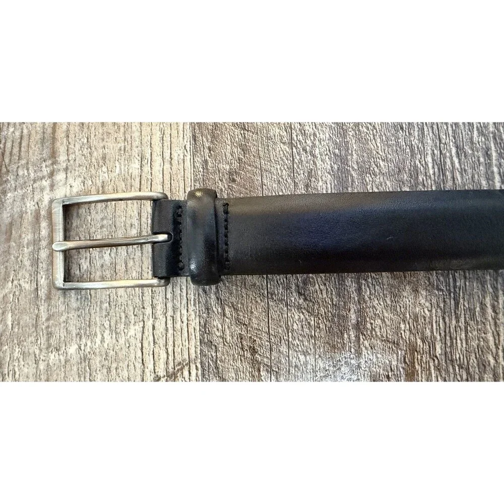 Coach Black Calfskin Leather Belt Women’s 38 Large Solid Brass Silver Buckle